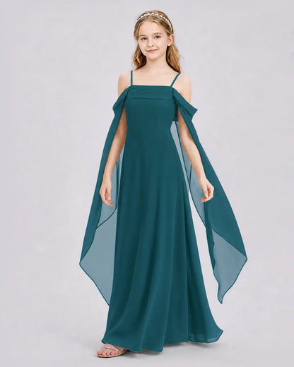Peacock Chiffon A-line Junior Bridesmaid Dress Side View