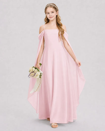 Pink Chiffon A-line Junior Bridesmaid Dress Front View