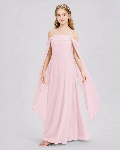 Pink Chiffon A-line Junior Bridesmaid Dress Side View