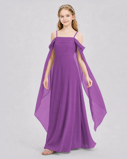 Purple Chiffon A-line Junior Bridesmaid Dress Side View