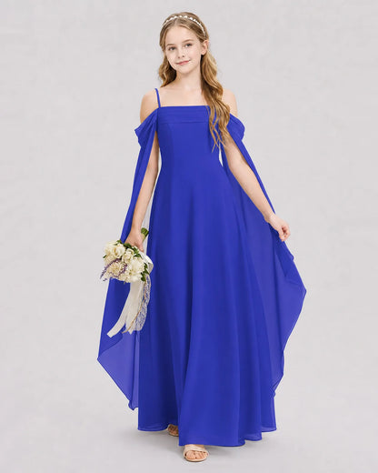 Royal Blue Chiffon A-line Junior Bridesmaid Dress Front View