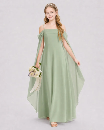 Sage Green Chiffon A-line Junior Bridesmaid Dress Front View