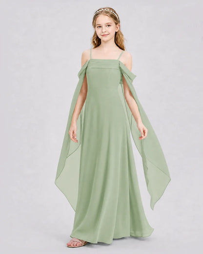 Sage Green Chiffon A-line Junior Bridesmaid Dress Side View