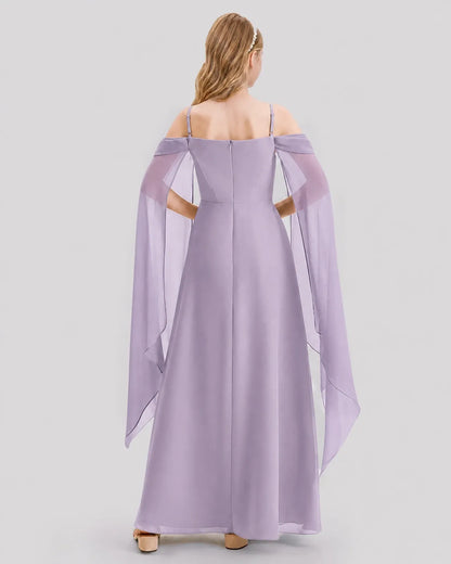 Wisteria Chiffon A-line Junior Bridesmaid Dress Back View