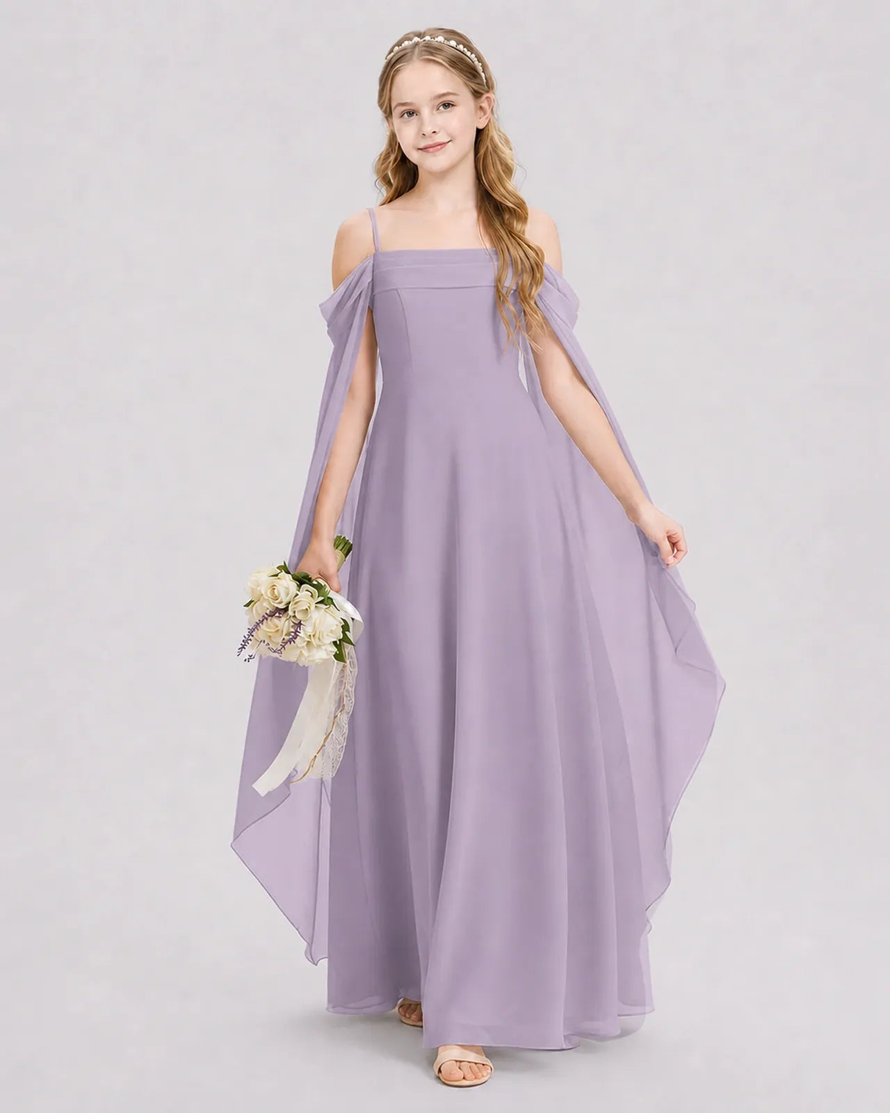 Wisteria Chiffon A-line Junior Bridesmaid Dress Front View