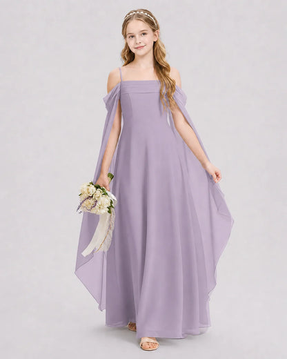 Wisteria Chiffon A-line Junior Bridesmaid Dress Front View