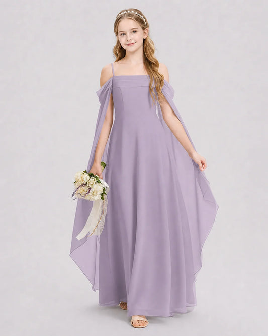 Wisteria Chiffon A-line Junior Bridesmaid Dress Front View