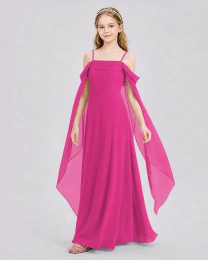 Hot Pink Chiffon A-line Junior Bridesmaid Dress Side View