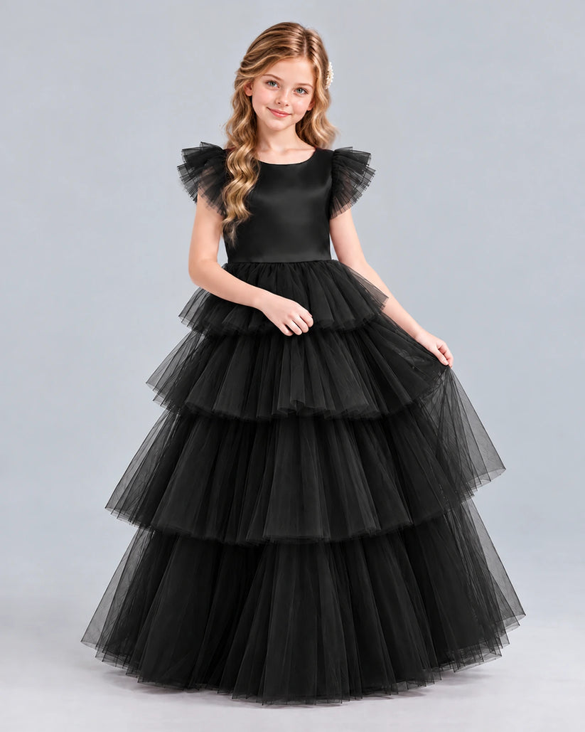 Black Ball Gown Girls Formal Dress Front