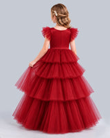 Burgundy Ball Gown Girls Formal Dress Back [Shared]