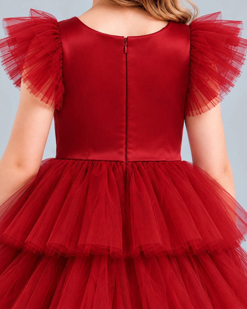Burgundy Ball Gown Girls Formal Dress Back_Detail [Shared]