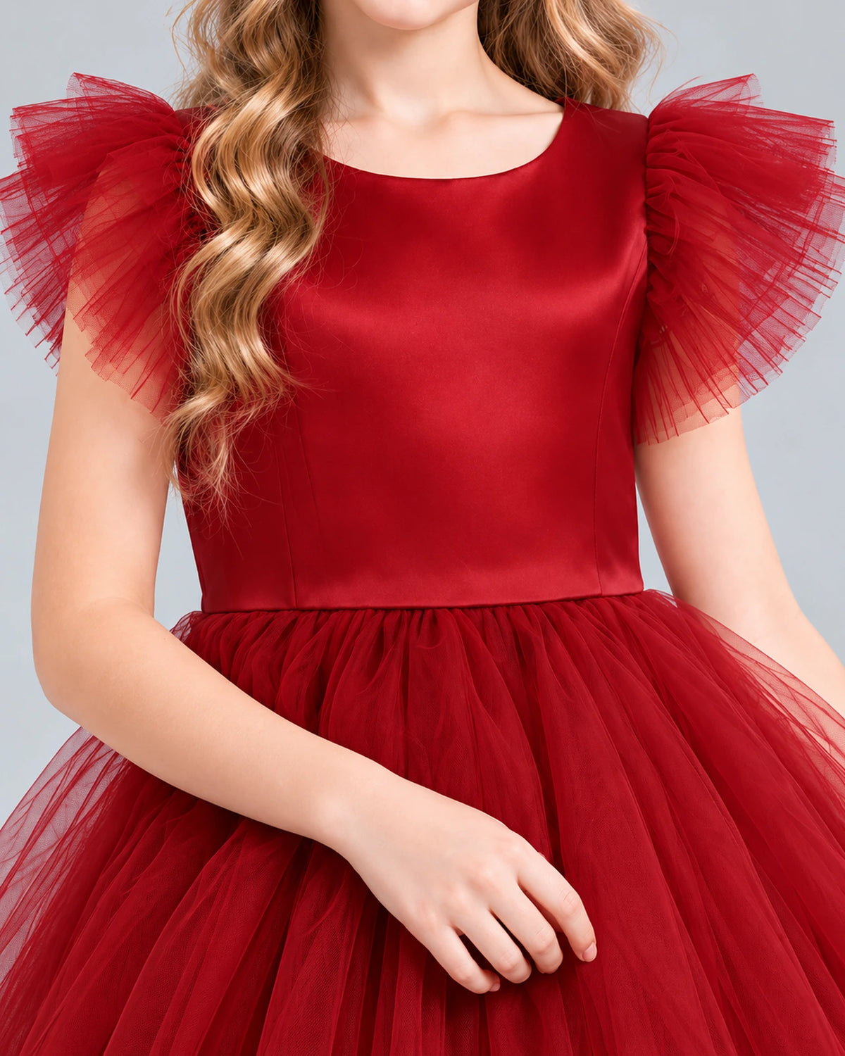 Burgundy Ball Gown Girls Formal Dress Detail [Shared]