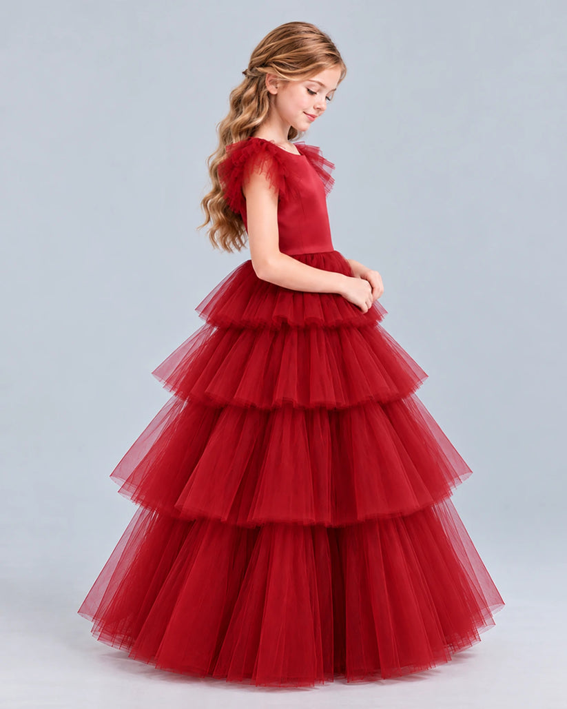 Burgundy Ball Gown Girls Formal Dress Side [Shared]