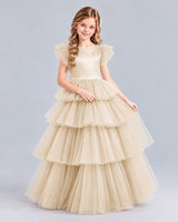 Champagne Ball Gown Girls Formal Dress Front