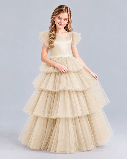 Champagne Ball Gown Girls Formal Dress Front