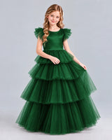Dark Green Ball Gown Girls Formal Dress Front