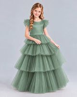 Eucalyptus Ball Gown Girls Formal Dress Front