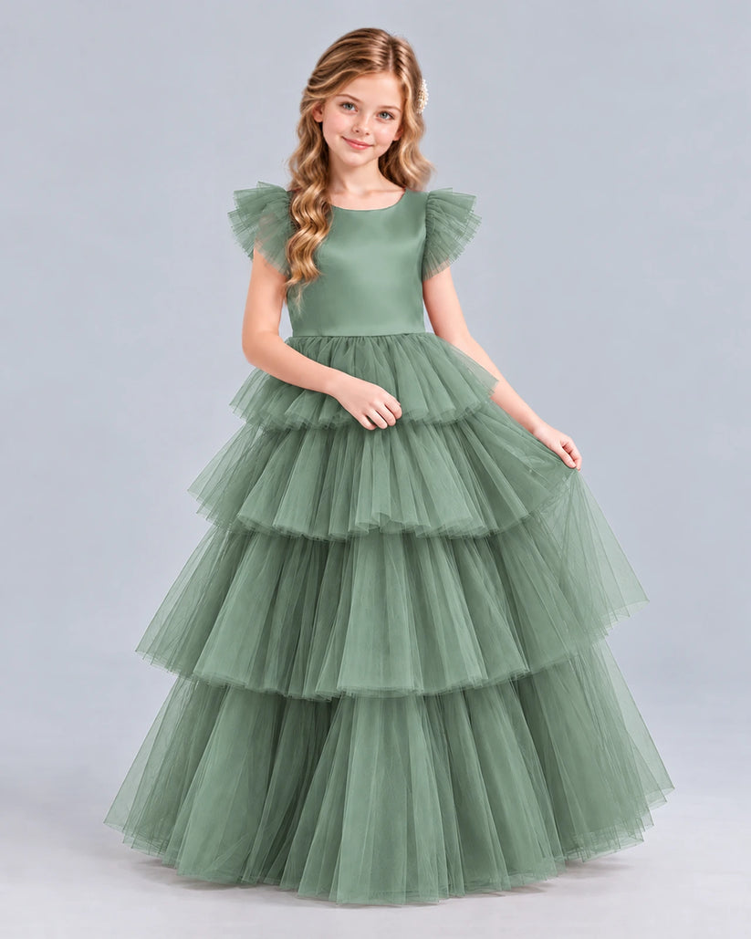 Eucalyptus Ball Gown Girls Formal Dress Front
