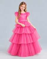 Hot Pink Ball Gown Girls Formal Dress Front
