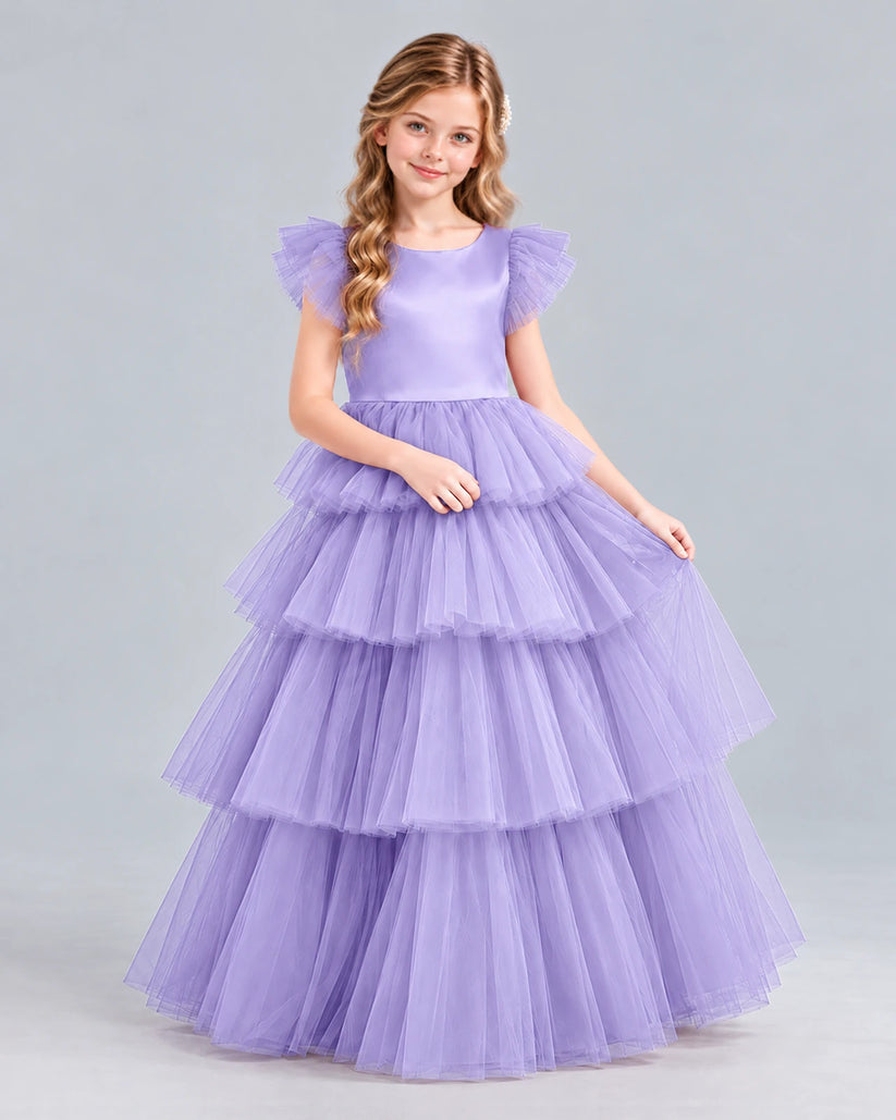 Lavender Ball Gown Girls Formal Dress Front