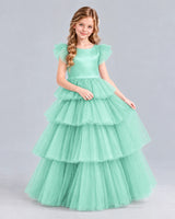 Turquoise Ball Gown Girls Formal Dress Front