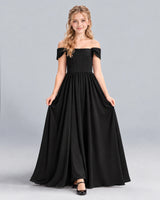 Black A-line Junior Bridesmaid Dress Front