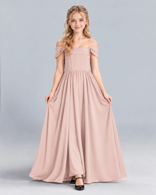 Blush Pink A-line Junior Bridesmaid Dress Front