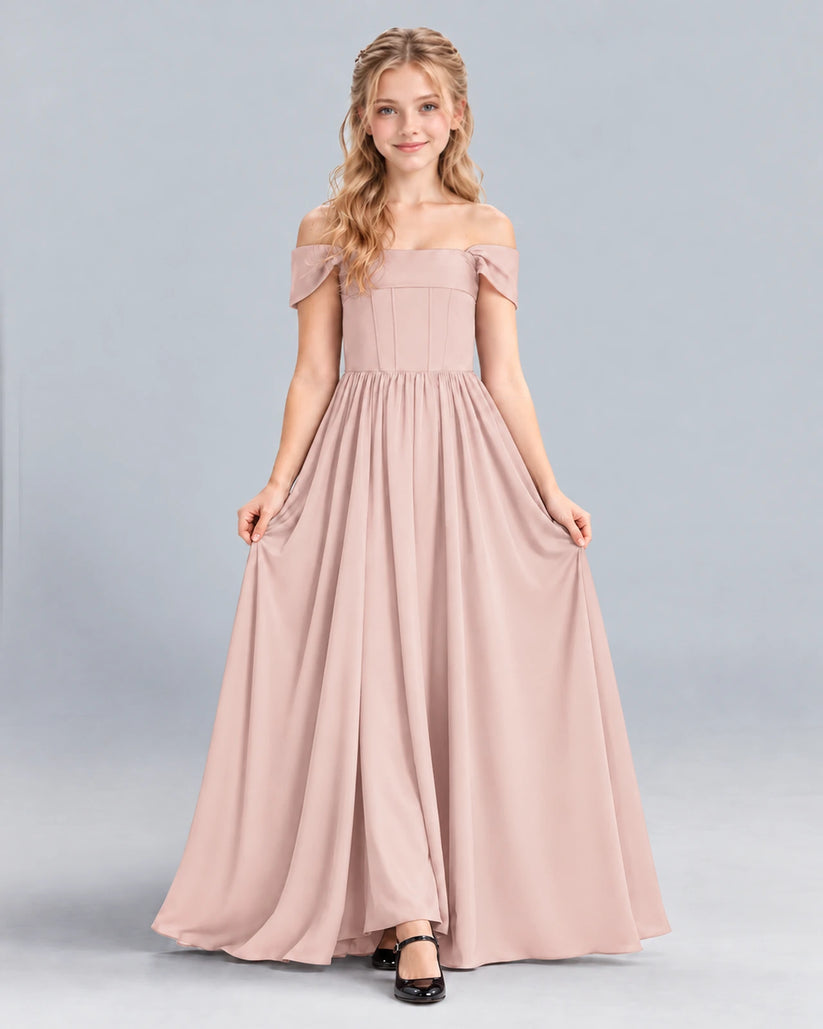 Blush Pink A-line Junior Bridesmaid Dress Front
