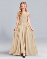 Champagne A-line Junior Bridesmaid Dress Front