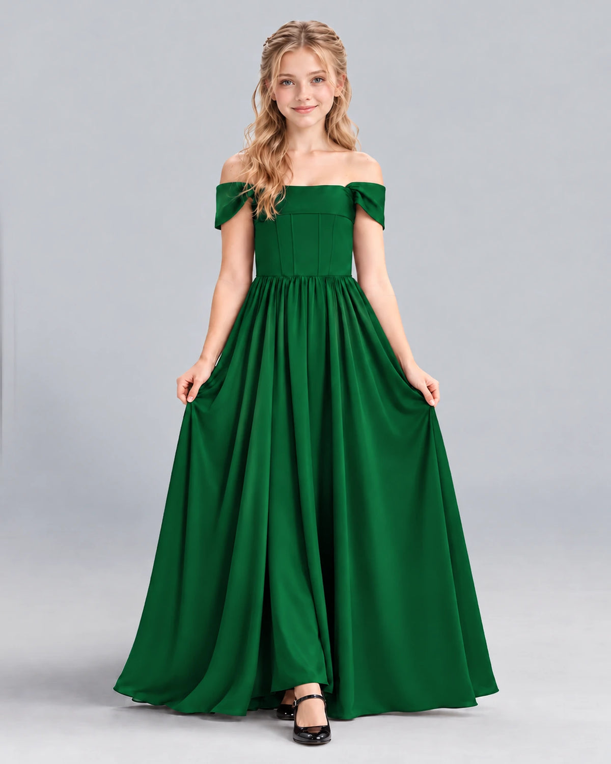Dark Green A-line Junior Bridesmaid Dress Front