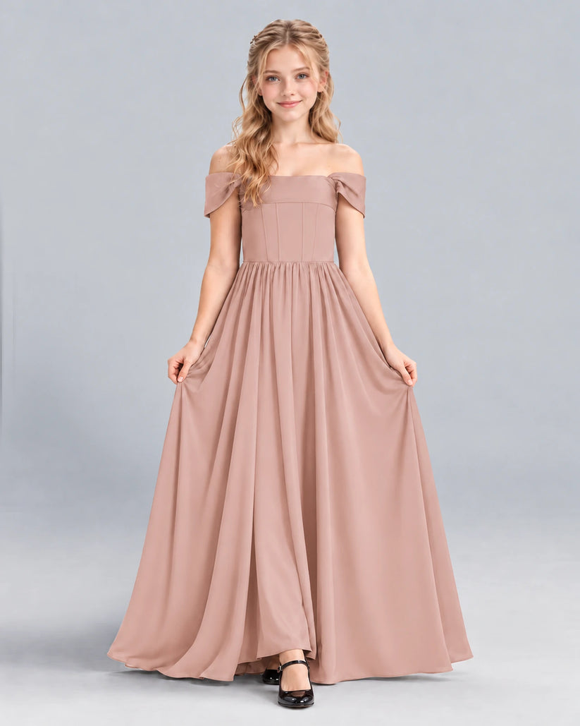 Dusty Rose A-line Junior Bridesmaid Dress Front