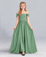 Eucalyptus A-line Junior Bridesmaid Dress Front