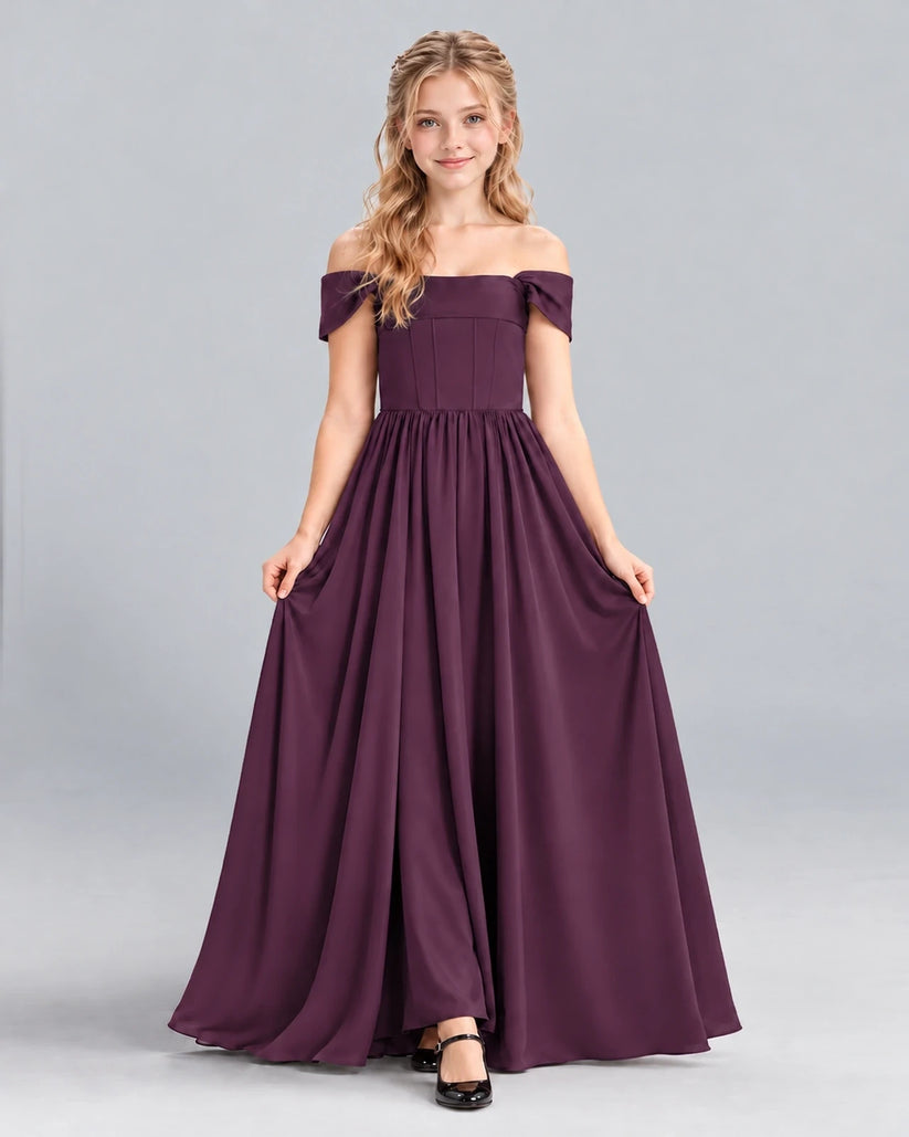 Grape A-line Junior Bridesmaid Dress Front