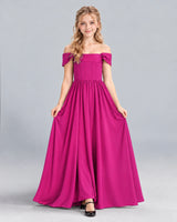Hot Pink A-line Junior Bridesmaid Dress Front