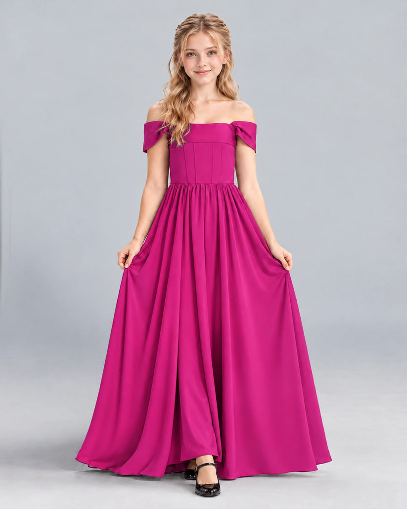 Hot Pink A-line Junior Bridesmaid Dress Front