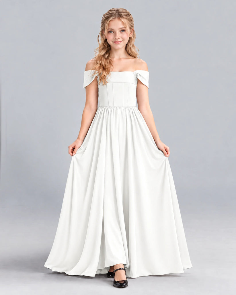 Ivory A-line Junior Bridesmaid Dress Front