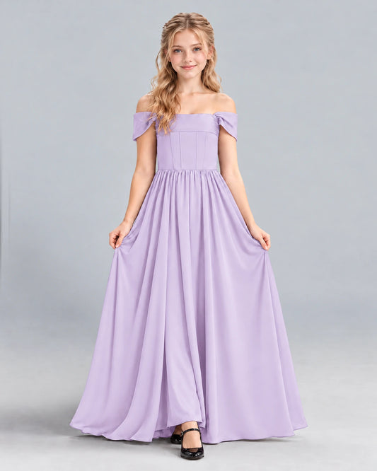 Lavender A-line Junior Bridesmaid Dress Front
