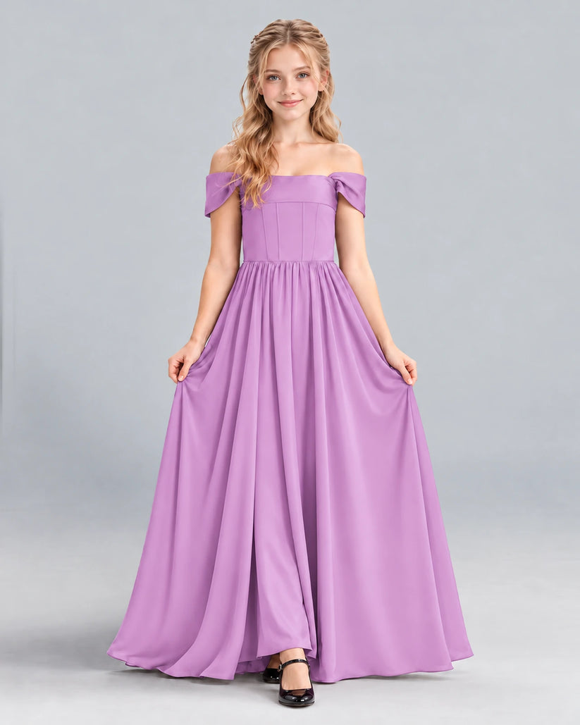 Lilac A-line Junior Bridesmaid Dress Front