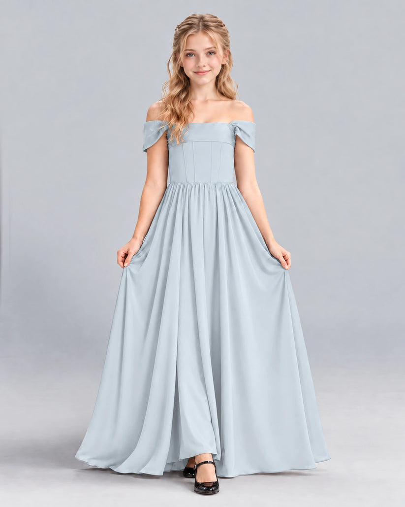 Mist A-line Junior Bridesmaid Dress Front