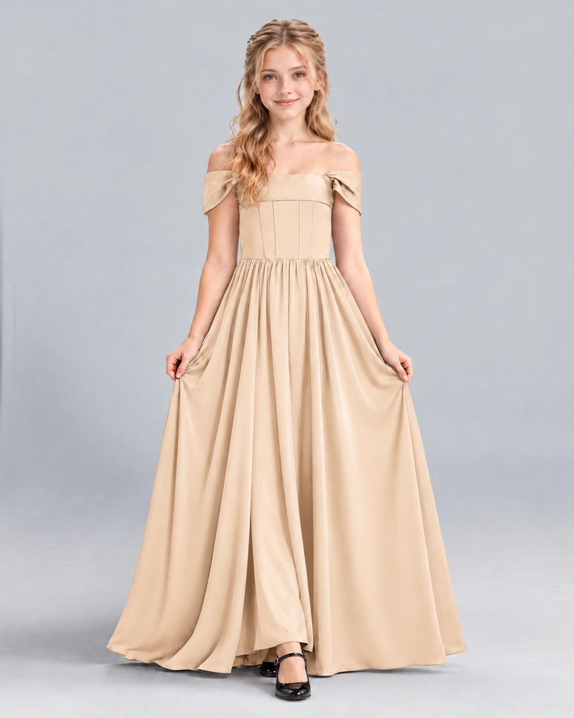 Peach A-line Junior Bridesmaid Dress Front