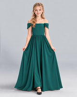 Peacock A-line Junior Bridesmaid Dress Front