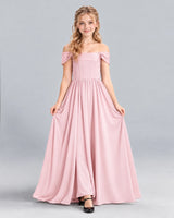 Pink A-line Junior Bridesmaid Dress Front