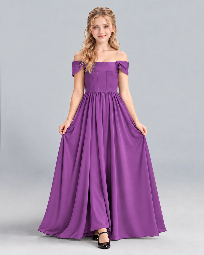 Purple A-line Junior Bridesmaid Dress Front
