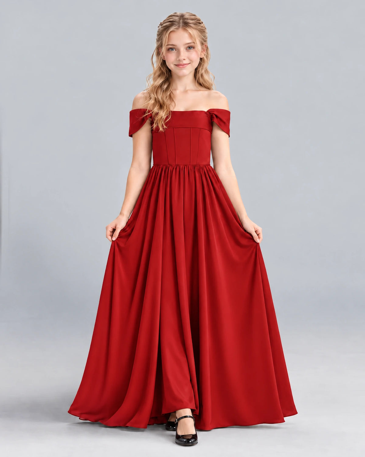Red A-line Junior Bridesmaid Dress Front