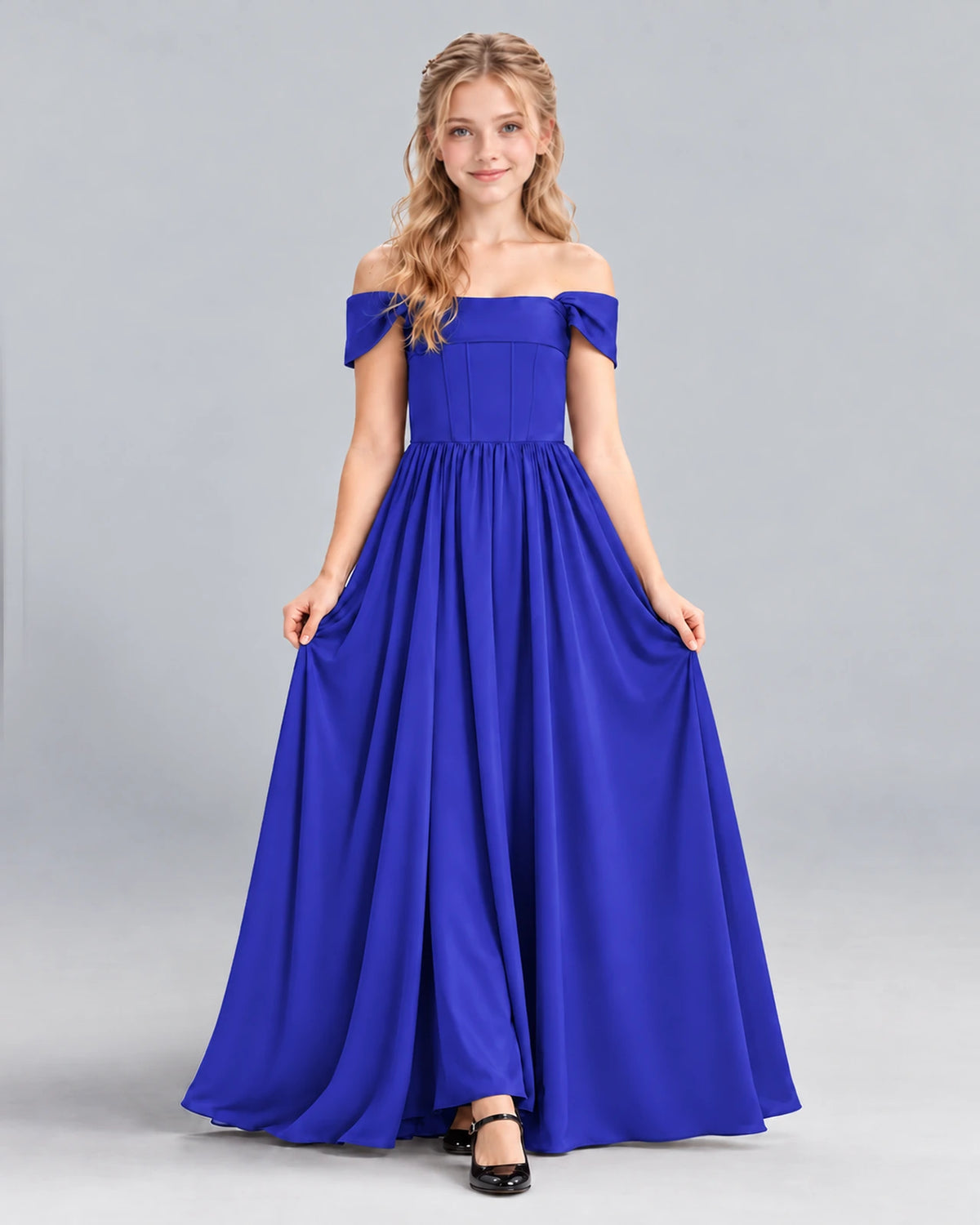 Royal Blue A-line Junior Bridesmaid Dress Front