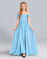 Sky Blue A-line Junior Bridesmaid Dress Front