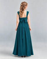 Teal A-line Junior Bridesmaid Dress Back [Shared]