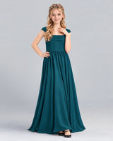 Teal A-line Junior Bridesmaid Dress Pose [Shared]