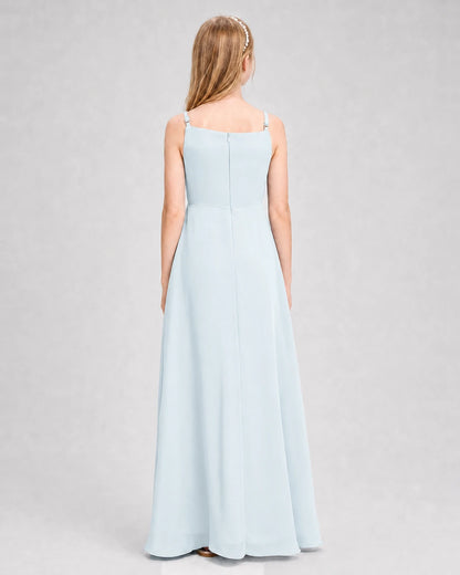 Dideyttawl Beaded Embroidery Chiffon Junior Bridesmaid Dress
