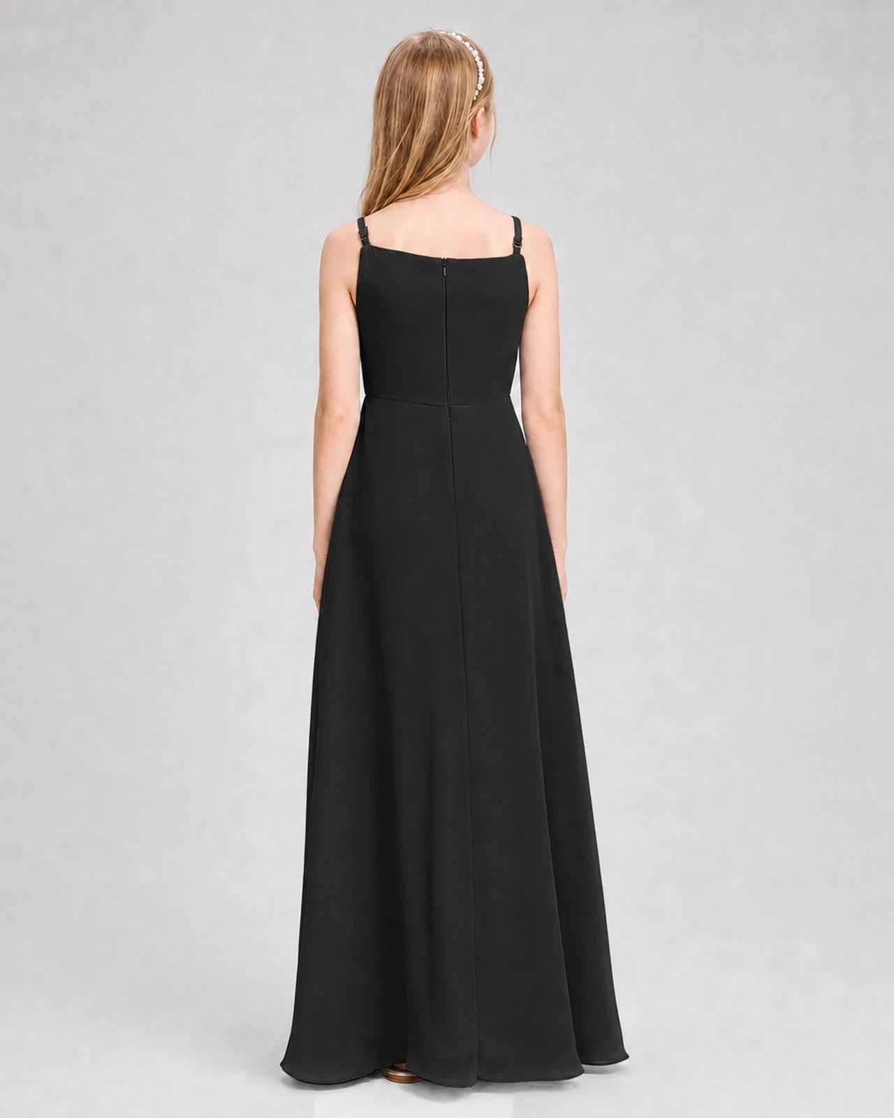 Dideyttawl Beaded Embroidery Chiffon Junior Bridesmaid Dress